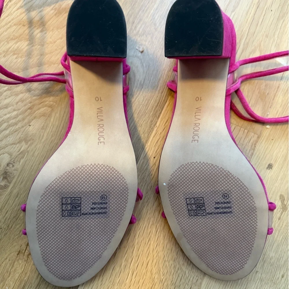 Villa Rouge Hot Pink Strappy Block Sandal Heels- never worn